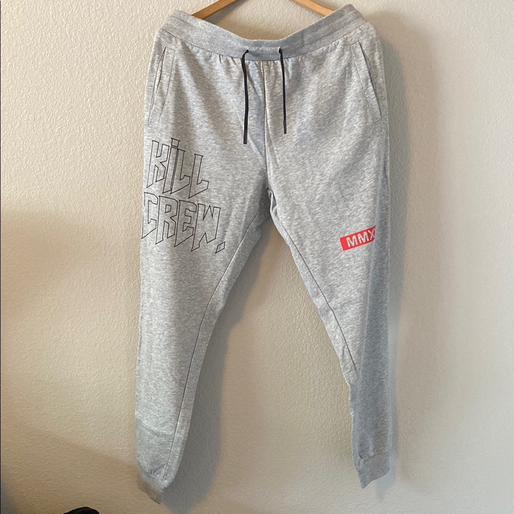 Kill Crew Gray Track Pants with Red Accent
